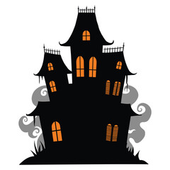 Creepy Haunted House Silhouette for Halloween