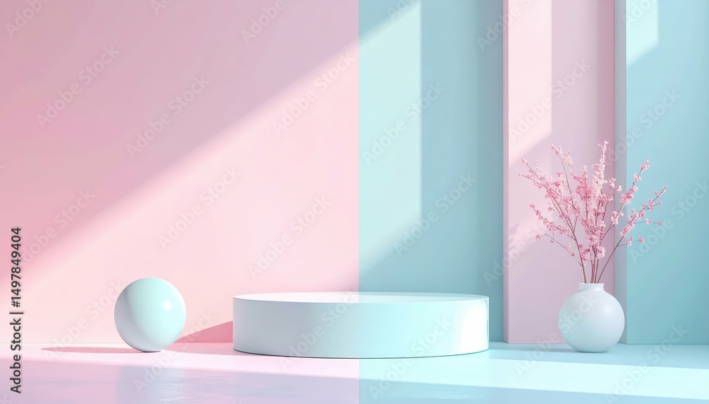 Poster serene pastel scene of soft colors with calming visual elements