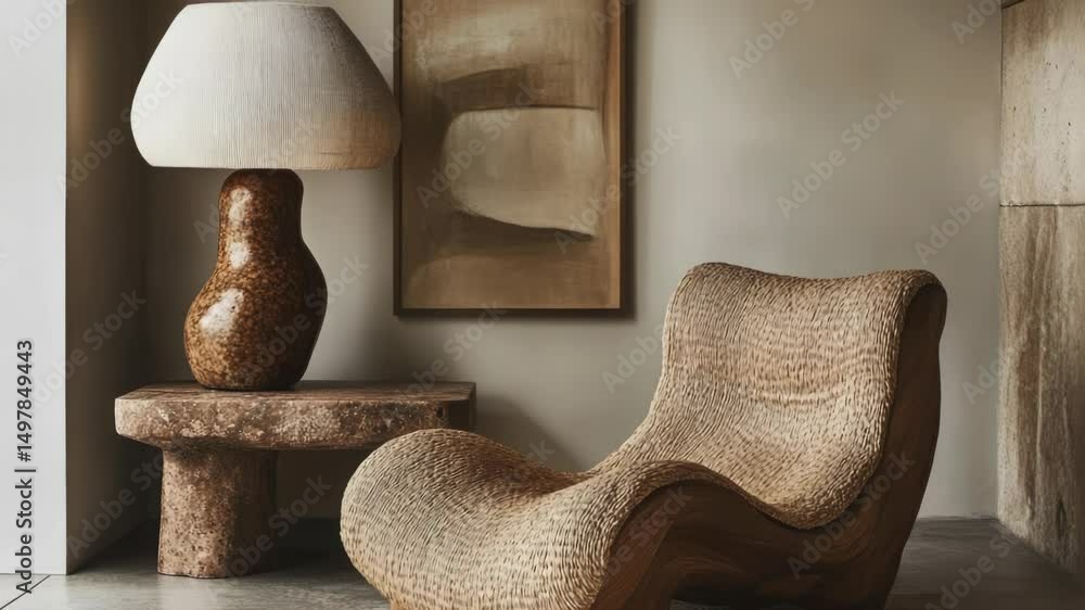 Poster a simple room with a chair and table