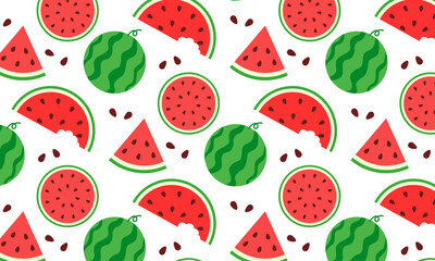 Summer watermelon pattern illustration, Food illustration, Tropical fruit image for poster, flyer, greeting postcard, invitation. 