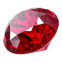 Shiny red gem stone illustration on transparent background