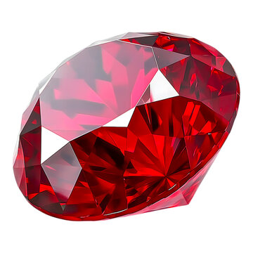 Shiny red gem stone illustration on transparent background