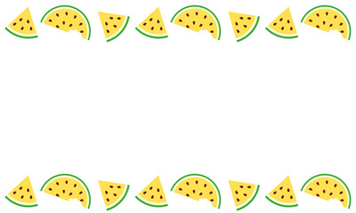 Summer watermelon frame, Food illustration, Tropical fruit image for poster, flyer, greeting postcard, invitation. 