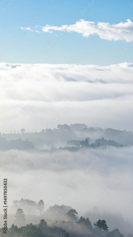 Poster serene atmospheric scene with softness and depth in perspective