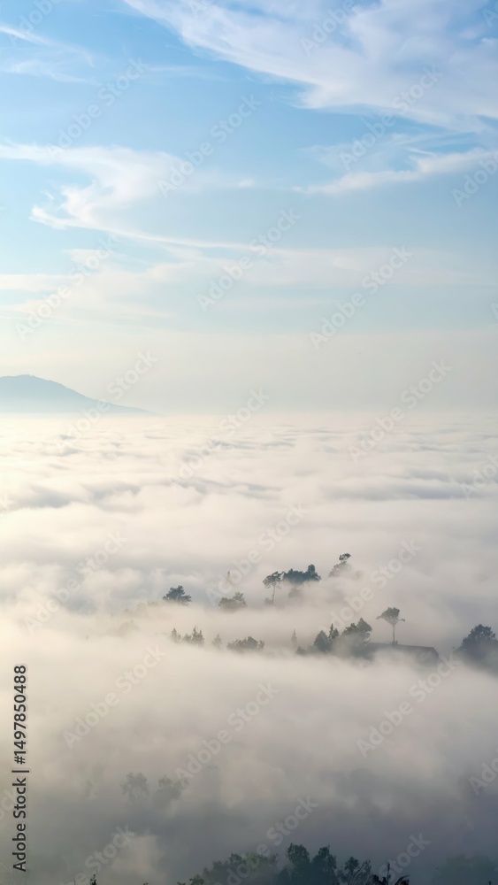Poster serene atmospheric scene with soft depth and perspective in nature