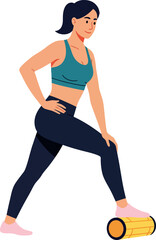 Woman Using Foam Roller for Exercise and Muscle Recovery in Fitness Routine