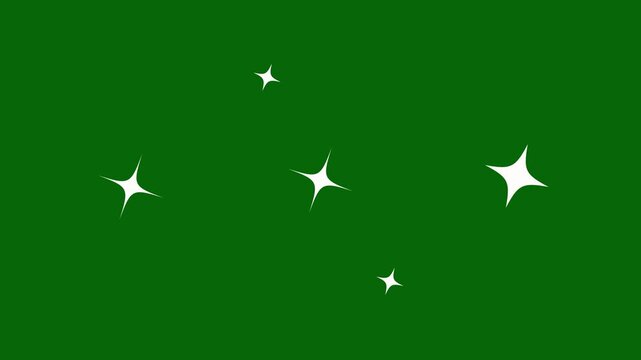 Animation of twinkling stars, sparkles on green background, night sky. Cosmic starry sky with twinkling stars. Starry night, glowing shinning stars, twinkle stars at sky. 4k video