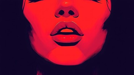 Obraz premium Dramatic red lips close up portrait