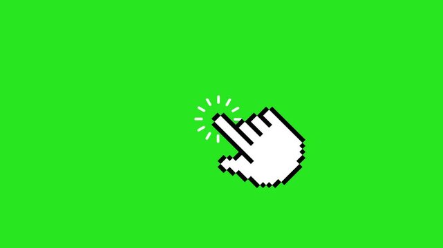 Pixel style cursor click animation icon on a green background 4K video footage