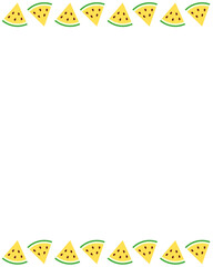 Summer watermelon frame, Food illustration, Tropical fruit image for poster, flyer, greeting postcard, invitation. 