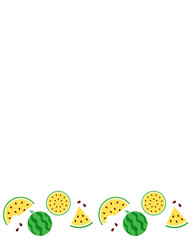 Summer watermelon frame, Food illustration, Tropical fruit image for poster, flyer, greeting postcard, invitation. 
