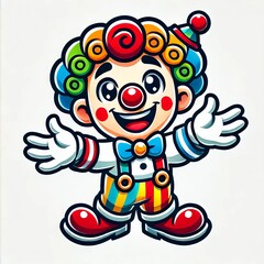 Obraz premium Cheerful Cartoon Clown Character Welcoming Festive Circus Illustration