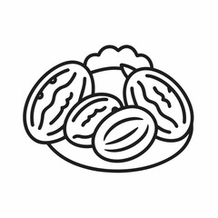 Dates fruit vector icon on white background