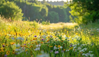 Tranquil Meadow Awakens with Gentle Insect Sounds and Wildflower Scent