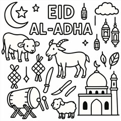 Eid al-Adha Vector Elements – Islamic & Traditional Theme
