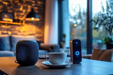 Cozy home interior with smart devices