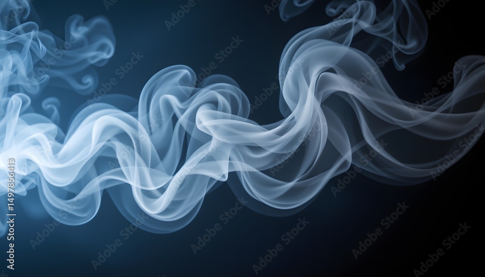 Aufkleber whispy smoke on dark background: delicate strands of ethereal smoke unfurl across a dark backdrop, c