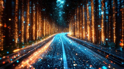 A data-driven presentation unfolds as an AI-generated illustration reveals a complex chart, its colors shifting and highlighting key trends 