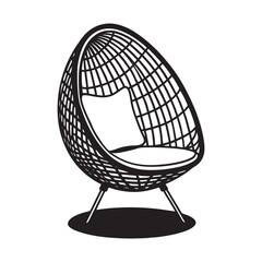 Woven egg chair silhouette with cushion