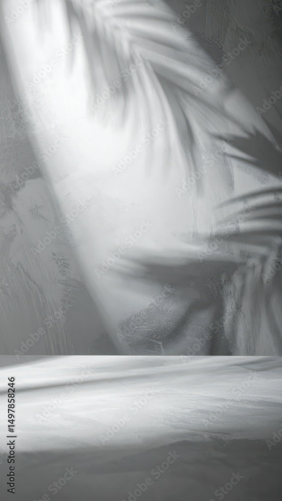 Poster tranquil scene with soft light and shadow play on subtle surfaces