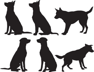 Group of dogs silhouette vector illustration