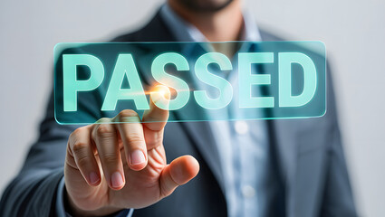 Passed exam test certification successful achievement concept