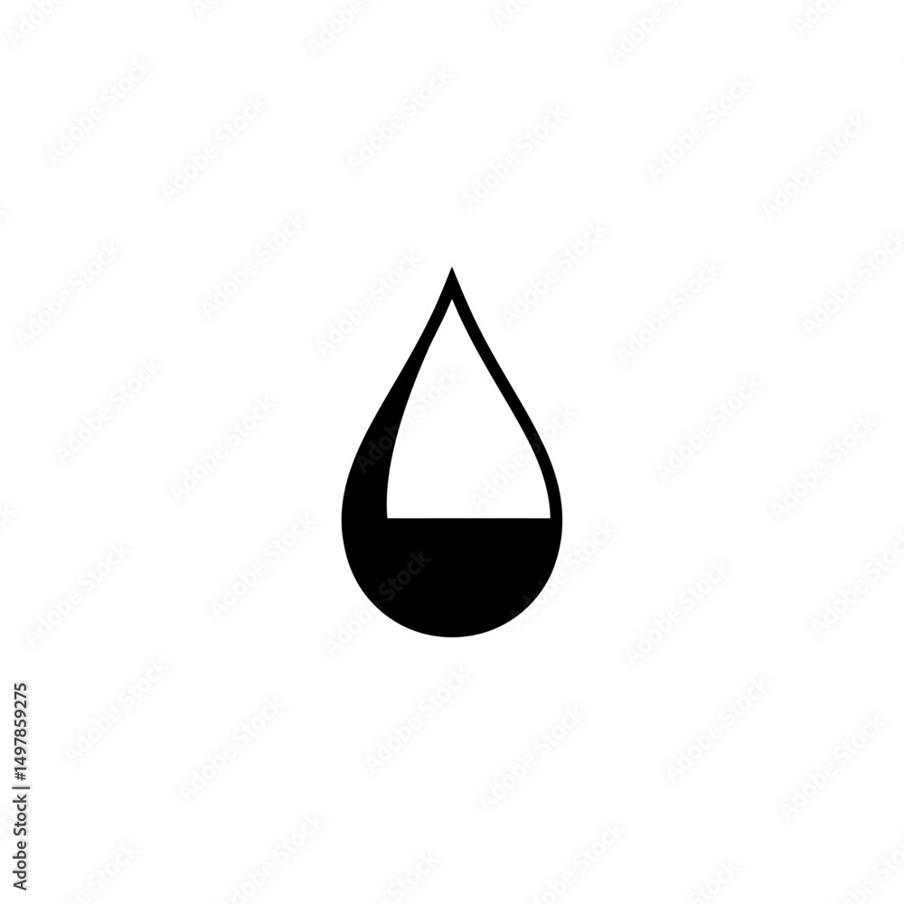 Poster minimalist logo of a water drop split in half with elixir haus aesthetics text on a white background