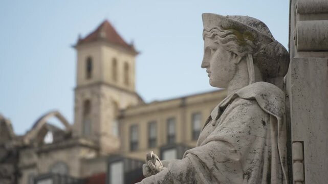 View of Fonte dos Anjinhos in Praca do Rossio and Carmo Archaeological Museum, Lisbon, Portugal, Europe