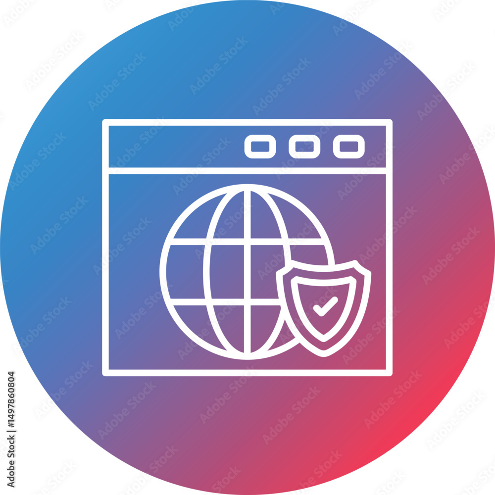 Poster shield line gradient circle background icon
