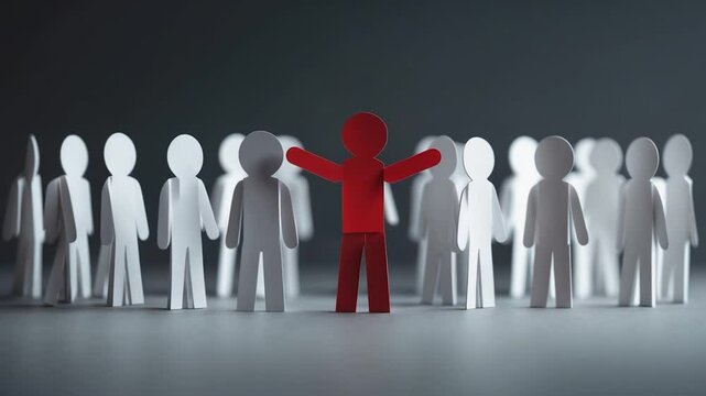 Racial Exclusion Concept Showcasing Silhouettes of Individuals Discriminating Against Another Person.