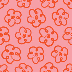 Pink Red Floral Seamless Pattern Abstract Flowers Background