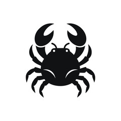 a minimalist black filled vector illustration of a crab.eps