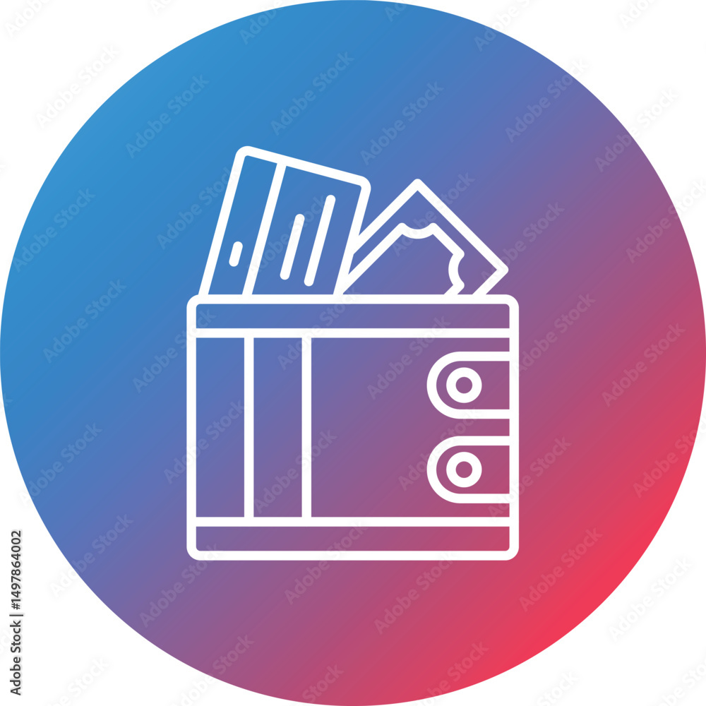 Poster wallet line gradient circle background icon