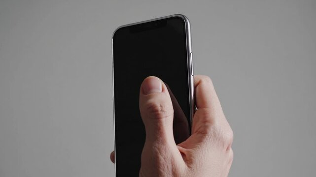 hand holding smartphone mockup with a Transparent screen as png isolated on empty background, mobile phone hand mockup