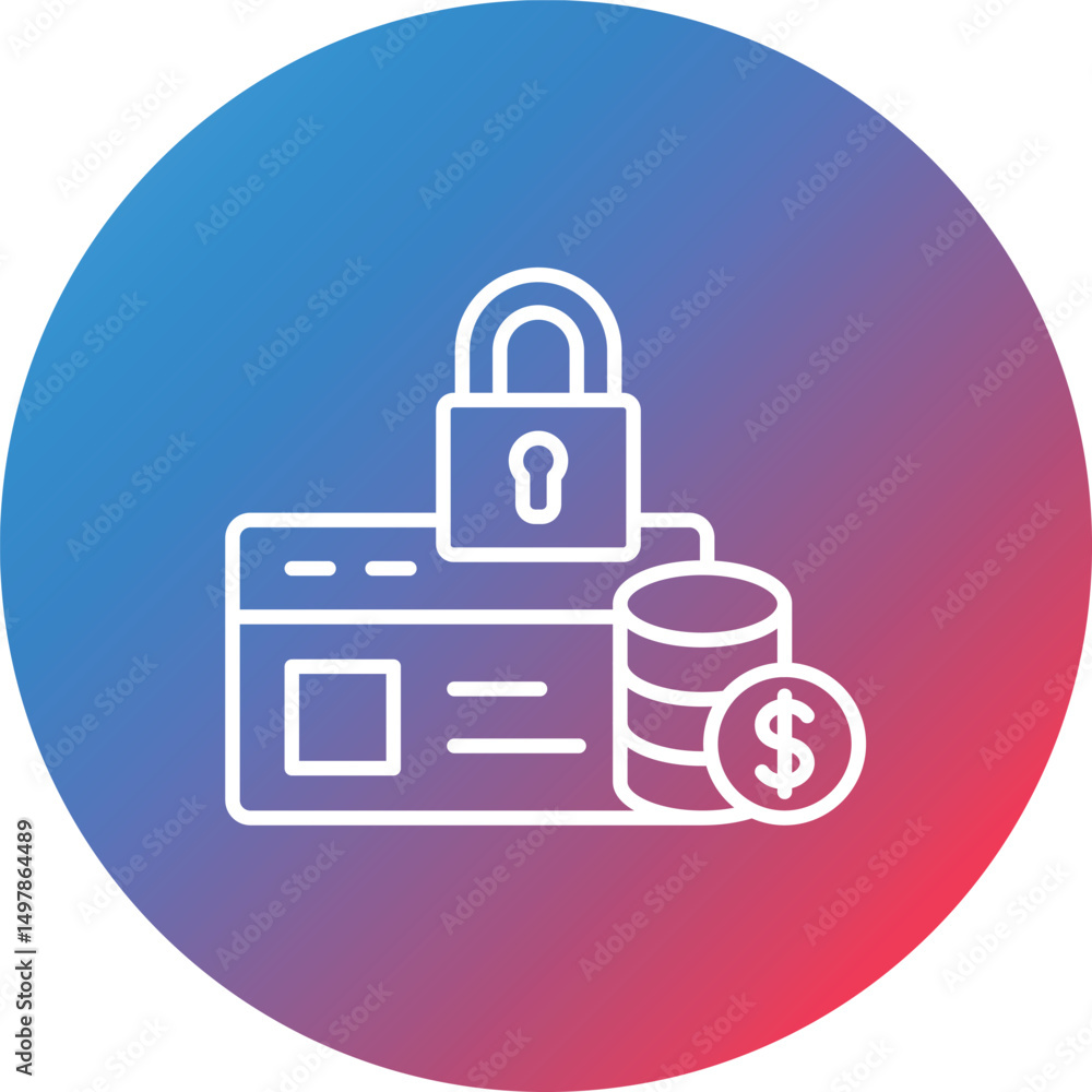 Poster security line gradient circle background icon