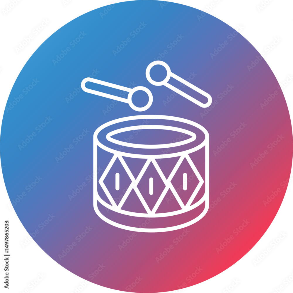 Poster drum line gradient circle background icon