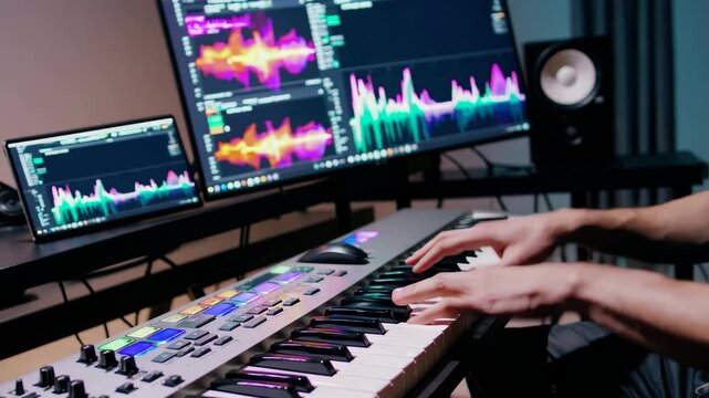 Collaborative Music Production with AI and Human Creator, Synthesizer Performance Scene