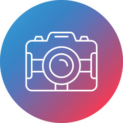 Photo Camera Line Gradient Circle Background Icon