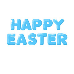 Volumetric cartoon text Happy Easter. Lettering