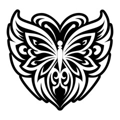 Glyph icon of symmetry butterfly wings tattoo