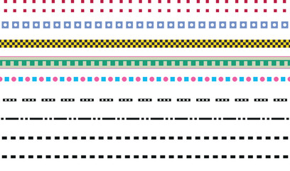 Abstract dashed border divider set vector illustration isolated on transparent background.