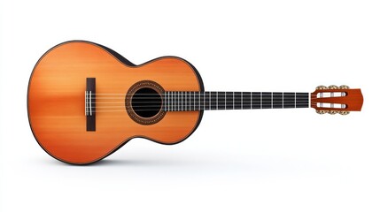 Isolated guitar with detailed body and neck; warm, light colors.