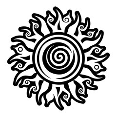 A filled style icon showing spiral sun tattoo
