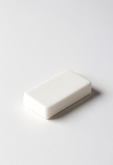 Minimalist white soap bar, perfect for hygiene, skincare, or spa concepts.