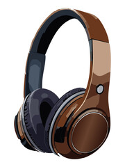 Brown Over-Ear Headphones Audio Vector Illustration