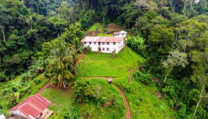 Unique Congolese Farmhouse Nestled in Vibrant Rainforest Landscape