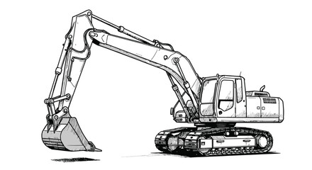 excavator on a white background