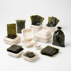 Biodegradable Seaweed Food Packaging Eco-Friendly Design on White