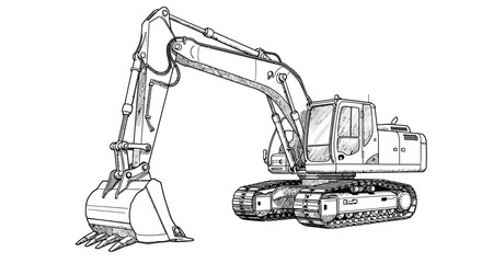 excavator on a white background