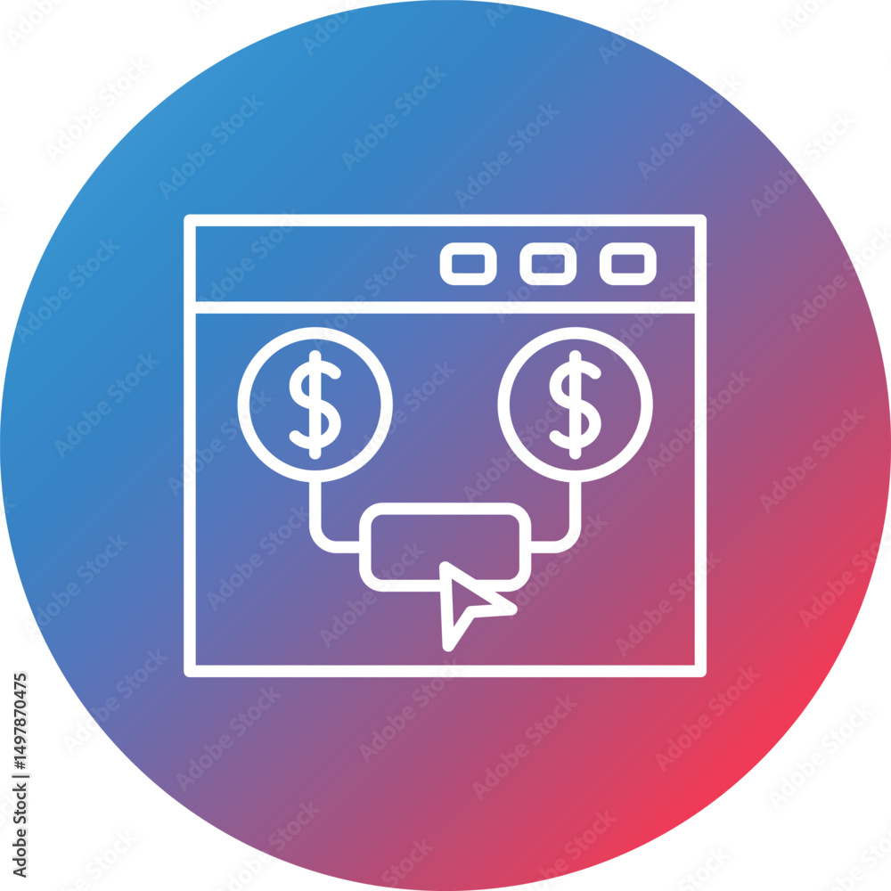 Poster pay per click line gradient circle background icon